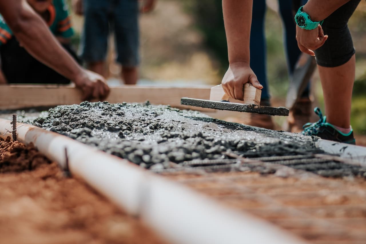 Crew working on a concrete infrastructure project site